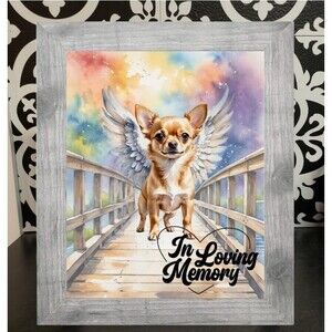 Framed Memorial Chihuahua Dog Angel Rainbow Bridge Print